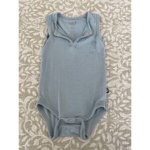Kyte Baby Bodysuit  Unisex 3-6M Light Blue Snap Tank Henley Bamboo Casual